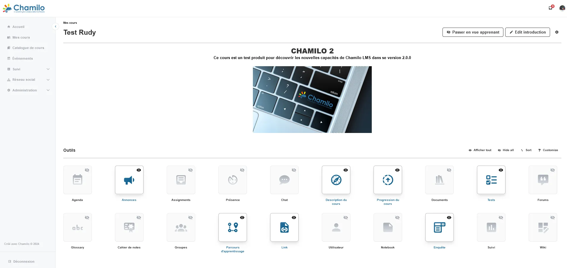 L'interface de Chamilo 2.0 a été revu et amélioré L'interface de Chamilo 2.0 a été revu et amélioré .